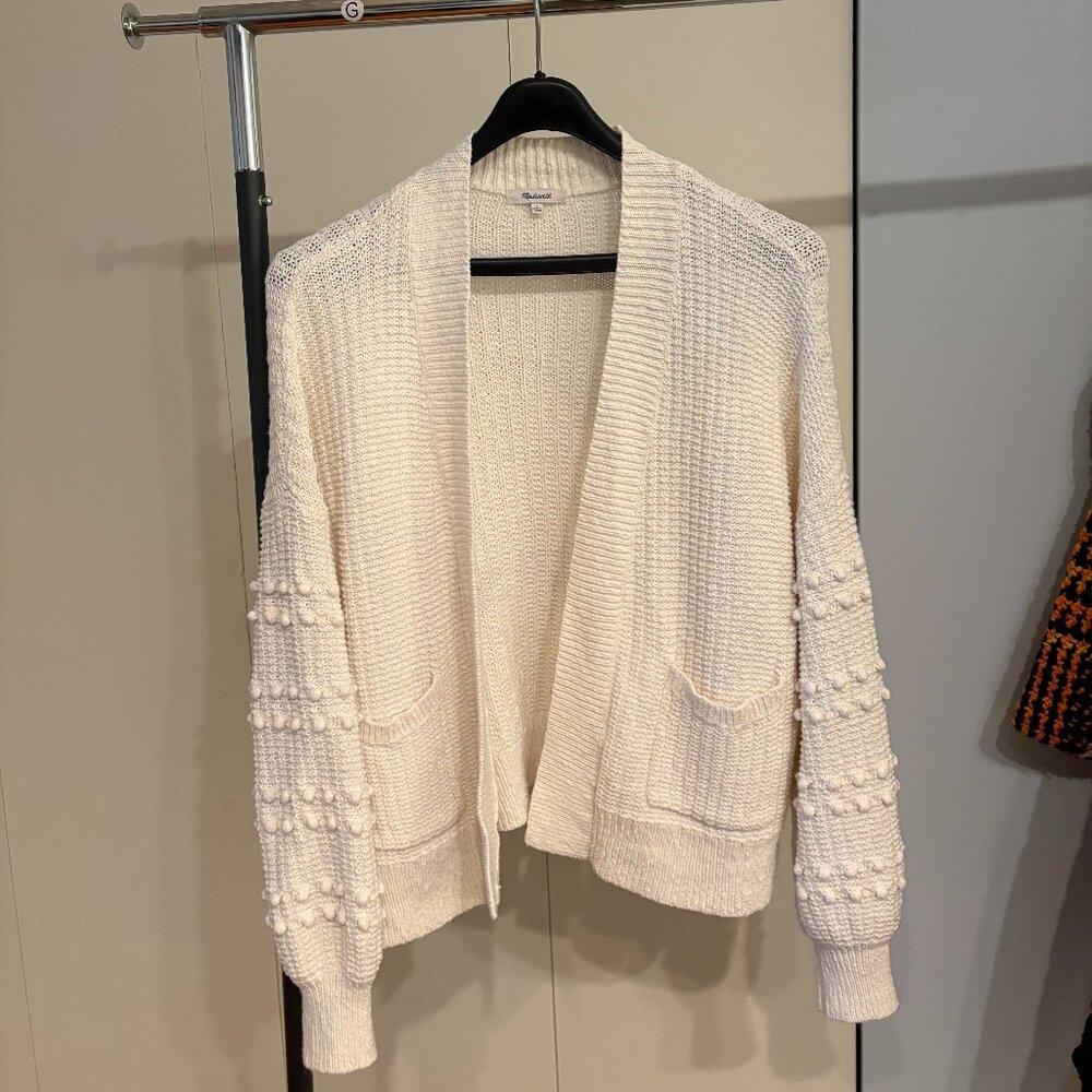 Madewell Bobble Cream Cardigan Sweater, Size Large